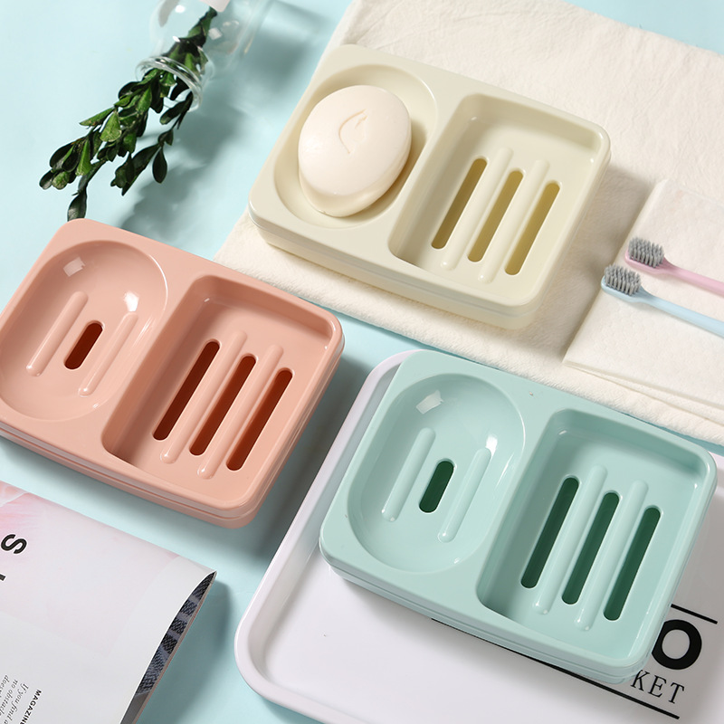 B04-201爱尚双体皂盒浴室香皂盒肥皂置物盒 塑料双层沥水肥皂盒