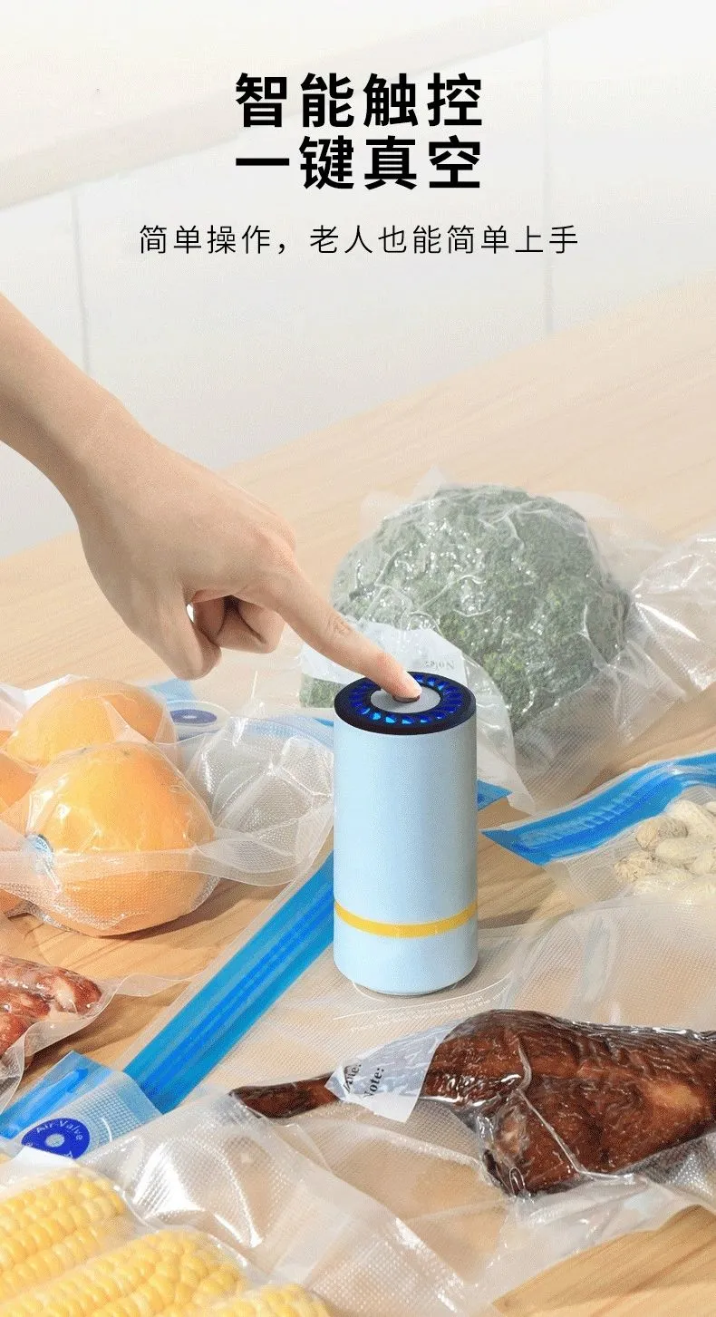 Multi-functional kitchen food compression bag, mini household vacuum machine, usb interface charging, portable handheld air pump detail image 4