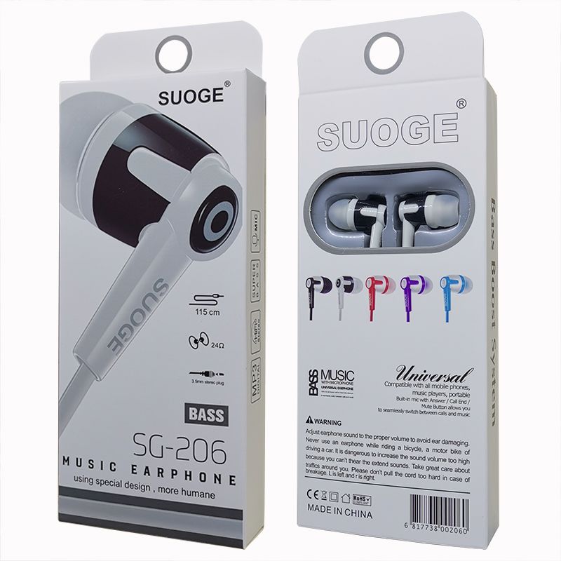 Sogo brand SG-206 mobile phone headphones, in-ear headsets, MP3 earbuds, wired headphones, small headphones, fashionable and creative products Application Scenario