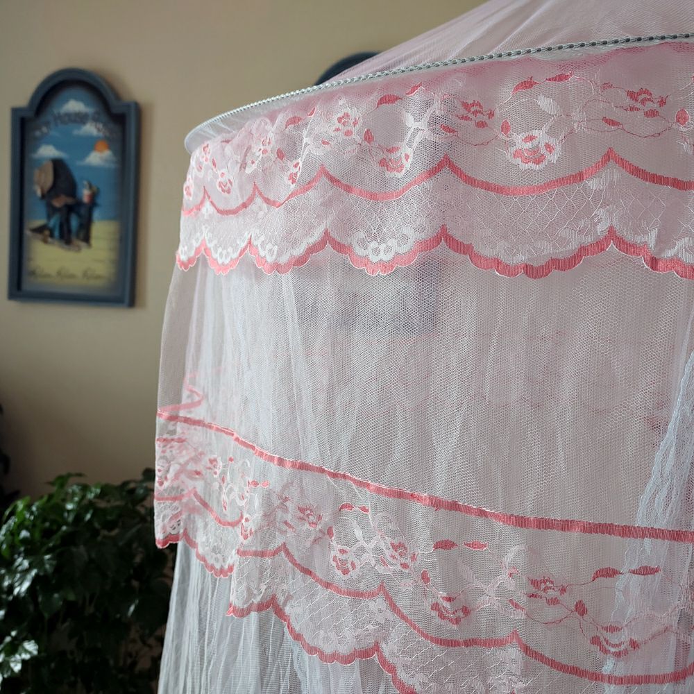 厂家直销定做批发小圆顶蕾丝花边公主蚊帐 吊顶钢丝蚊帐详情图4