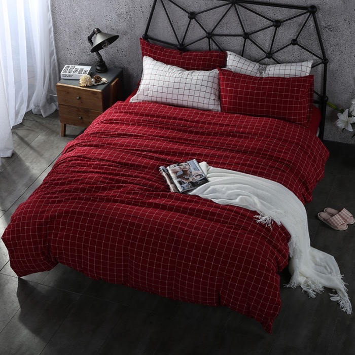 2022 Japanese Quality Nordic Simple Muji Washed Cotton Four-piece Set, Double Bedding, hotel fabric wholesale, Indian cotton Specification image