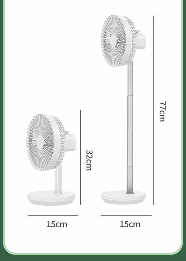 6寸带伸缩杆摇头充电风扇 桌面风扇详情图9