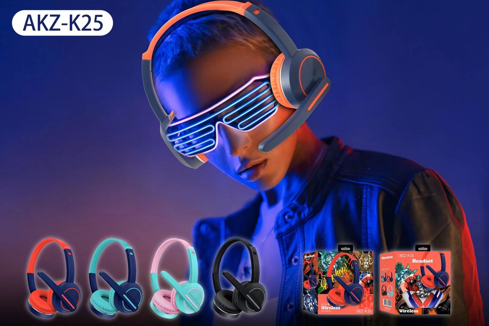 مايكروفون من خارج رأس سماعة الرأس من طراز K25 مددة بالبلوتوث Item Picture