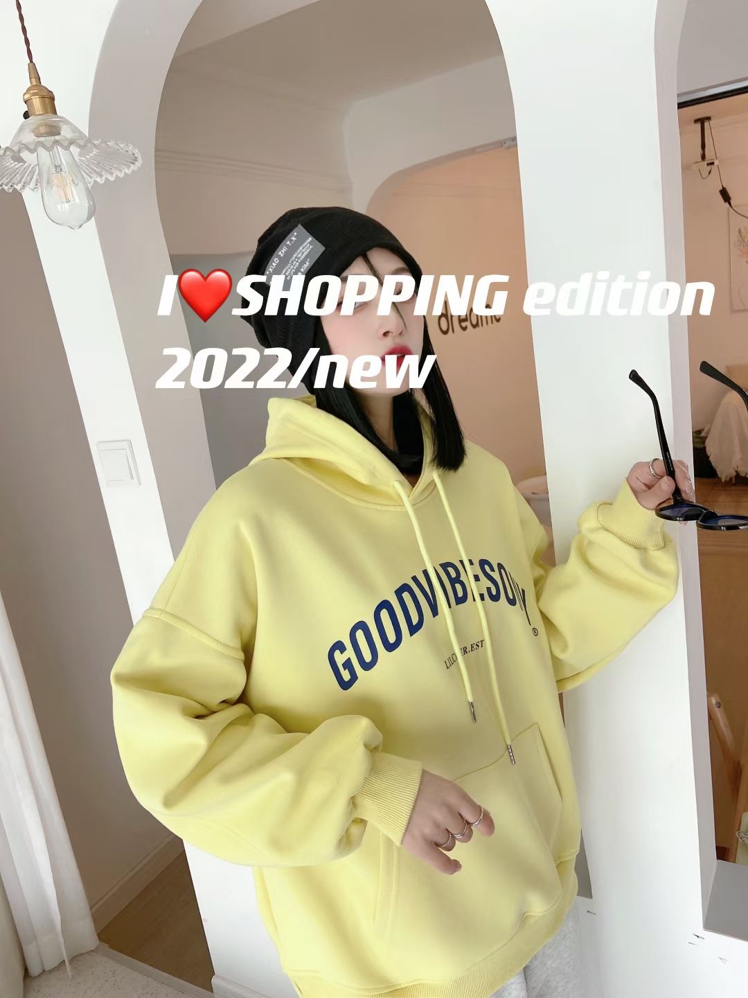 Sudadera con capucha mujer primavera 2022 nueva llegada alfabético estampado suelto versátil reducción edad estudiante abrigos moda slim top detail image 2