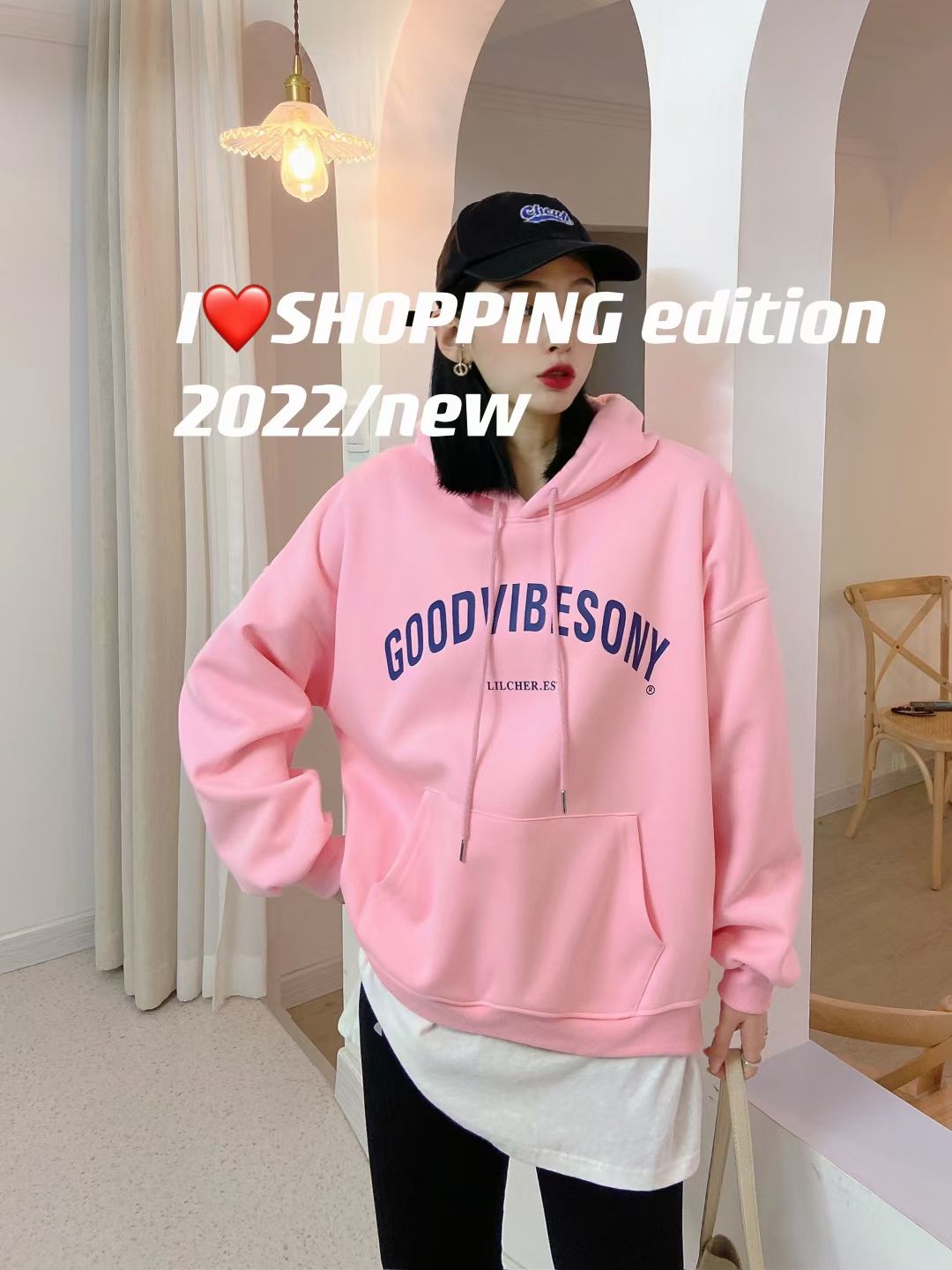 Sudadera con capucha mujer primavera 2022 nueva llegada alfabético estampado suelto versátil reducción edad estudiante abrigos moda slim top detail image 1