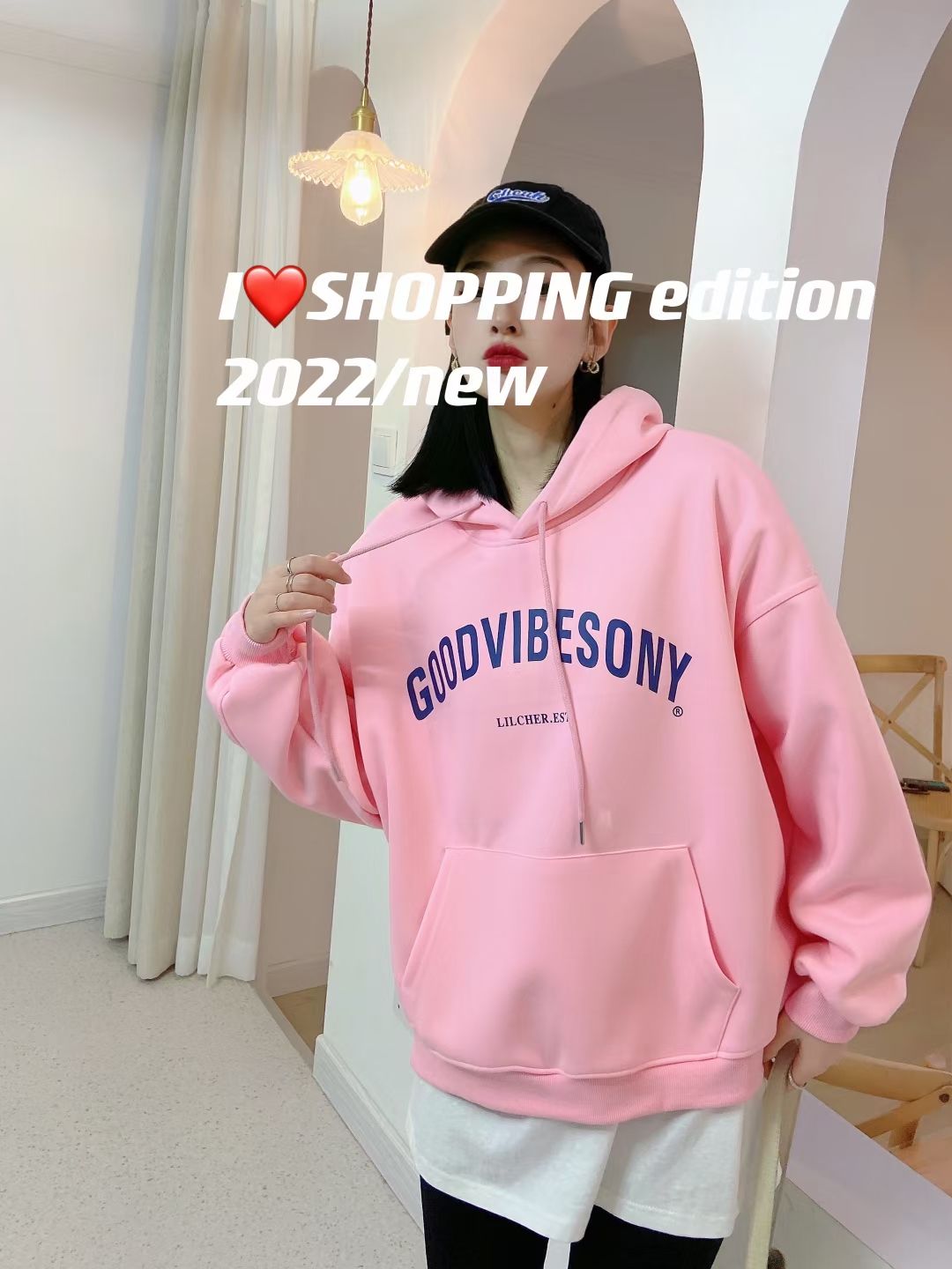 Hooded sweatshirt for women 2022 early Spring new collection, letter printed loose, versatile and youthful student jacket, trendy thin top