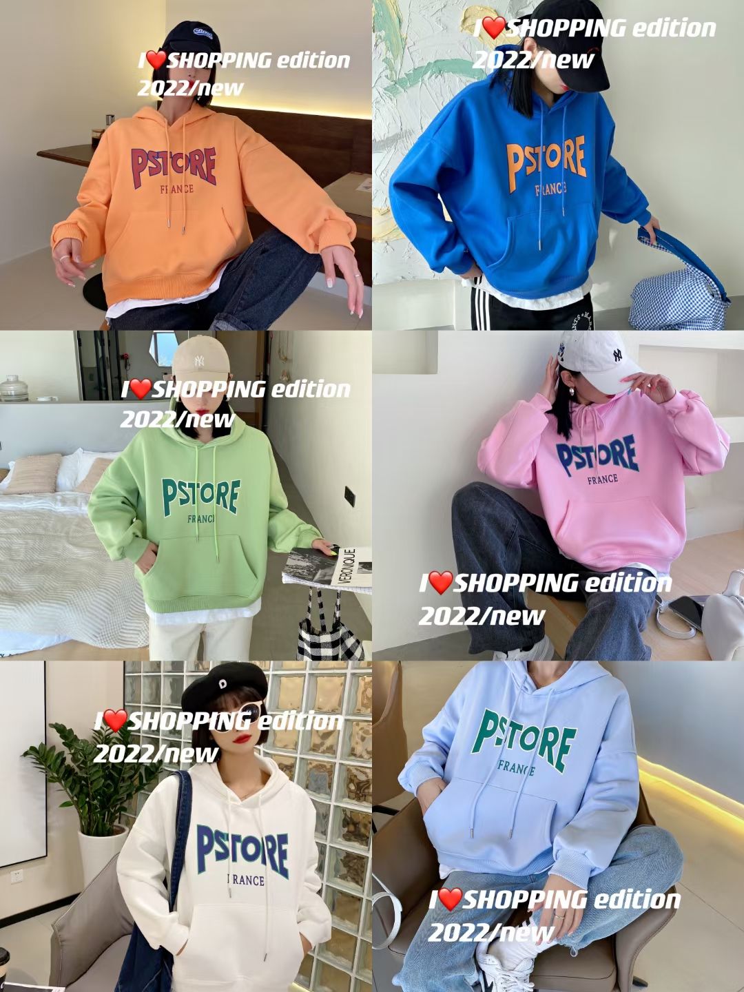 Hooded sweatshirt women's 2022 spring collection from South Korea: Loose and versatile long-sleeved faux two-piece letter-printed thin top detail image 7