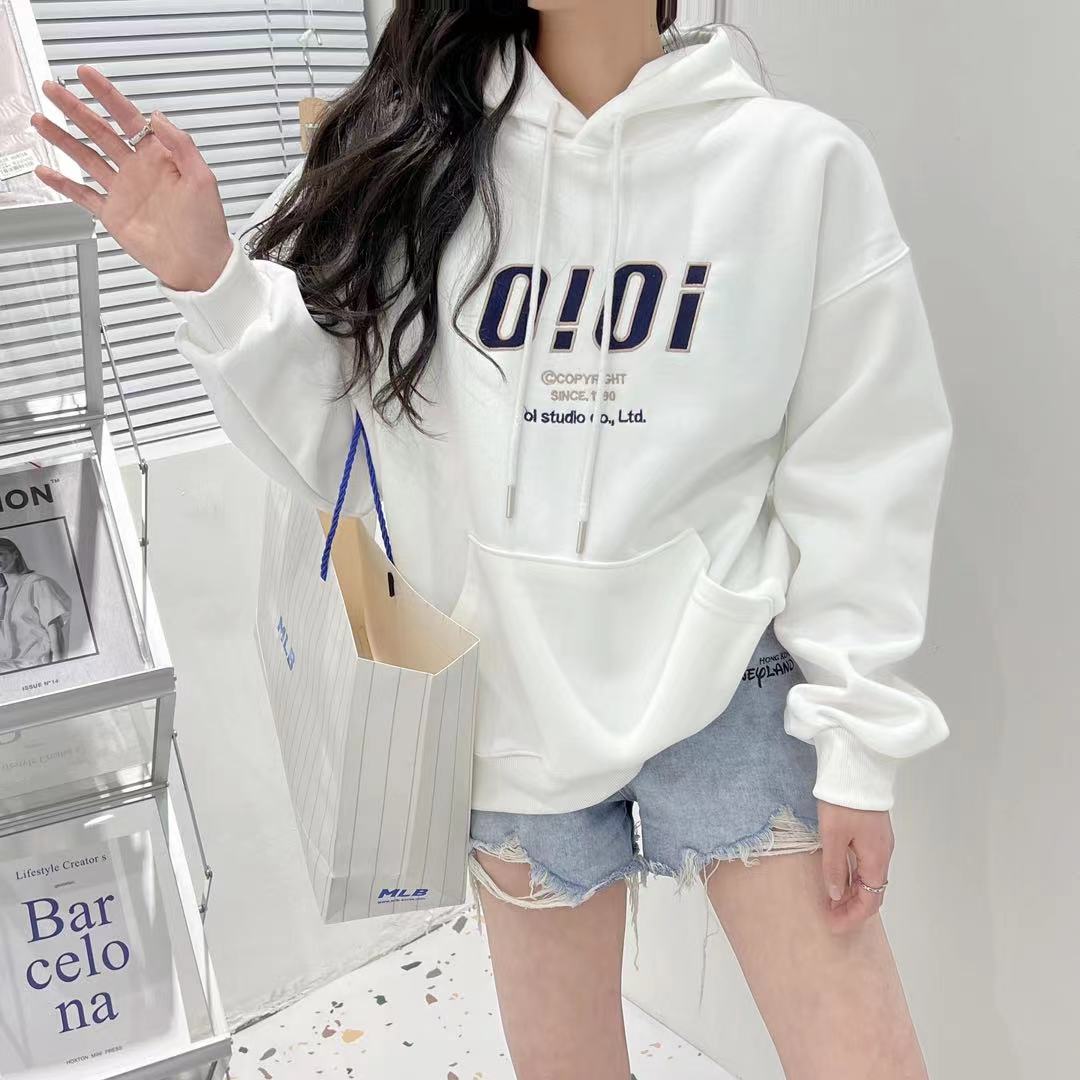 oioi suelto con capucha carta sudadera mujer hombre otoño invierno plumpy versión coreana pareja abrigos moda detail image 7