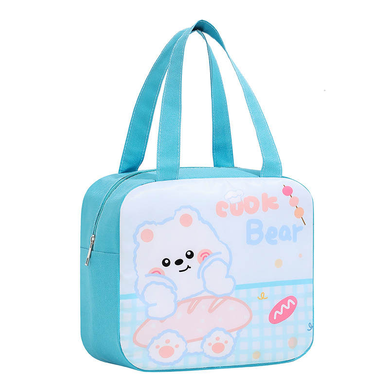 The new cartoon insulated bag is square and has a large capacity. It is a lunch box bag for office workers going out and a student handbag Item Picture