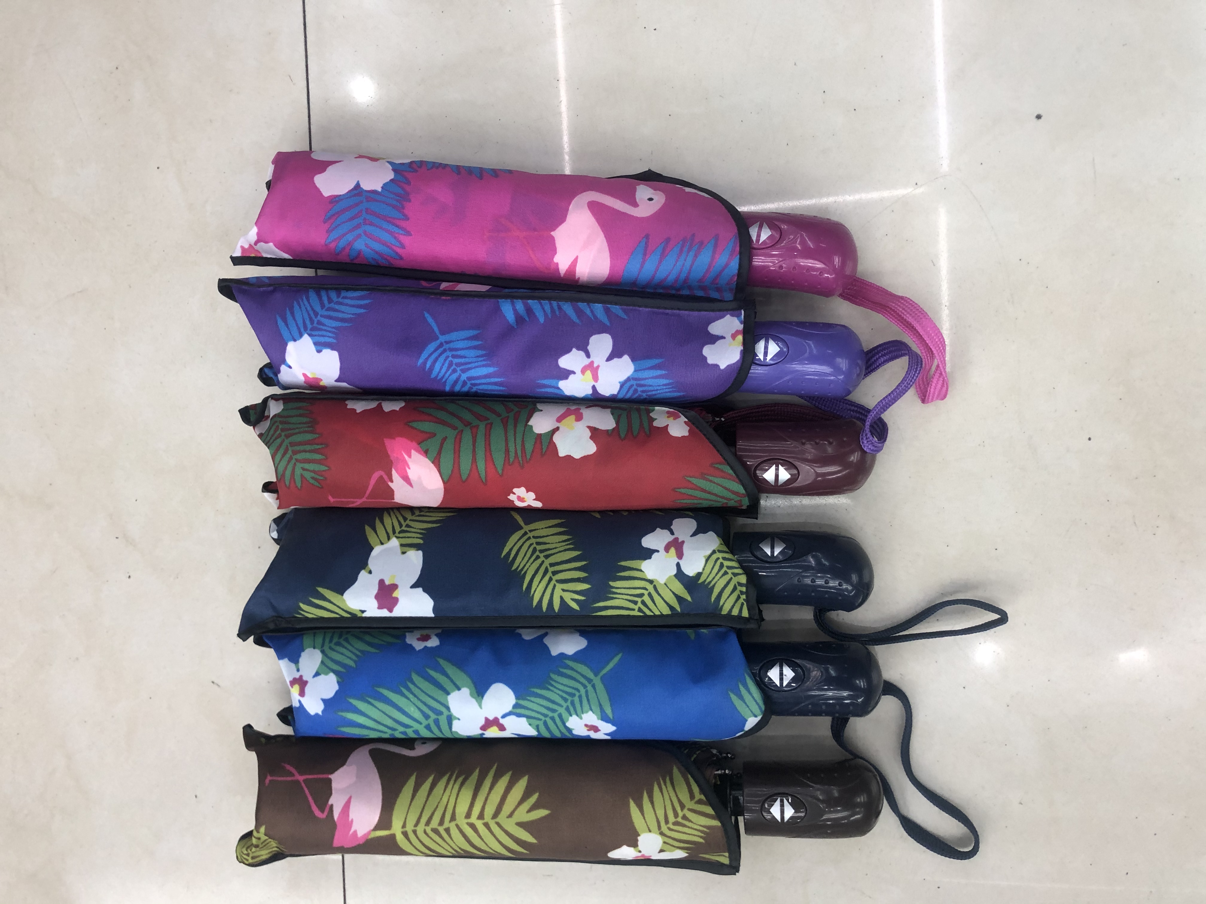 三折喷漆布火烈鸟伞