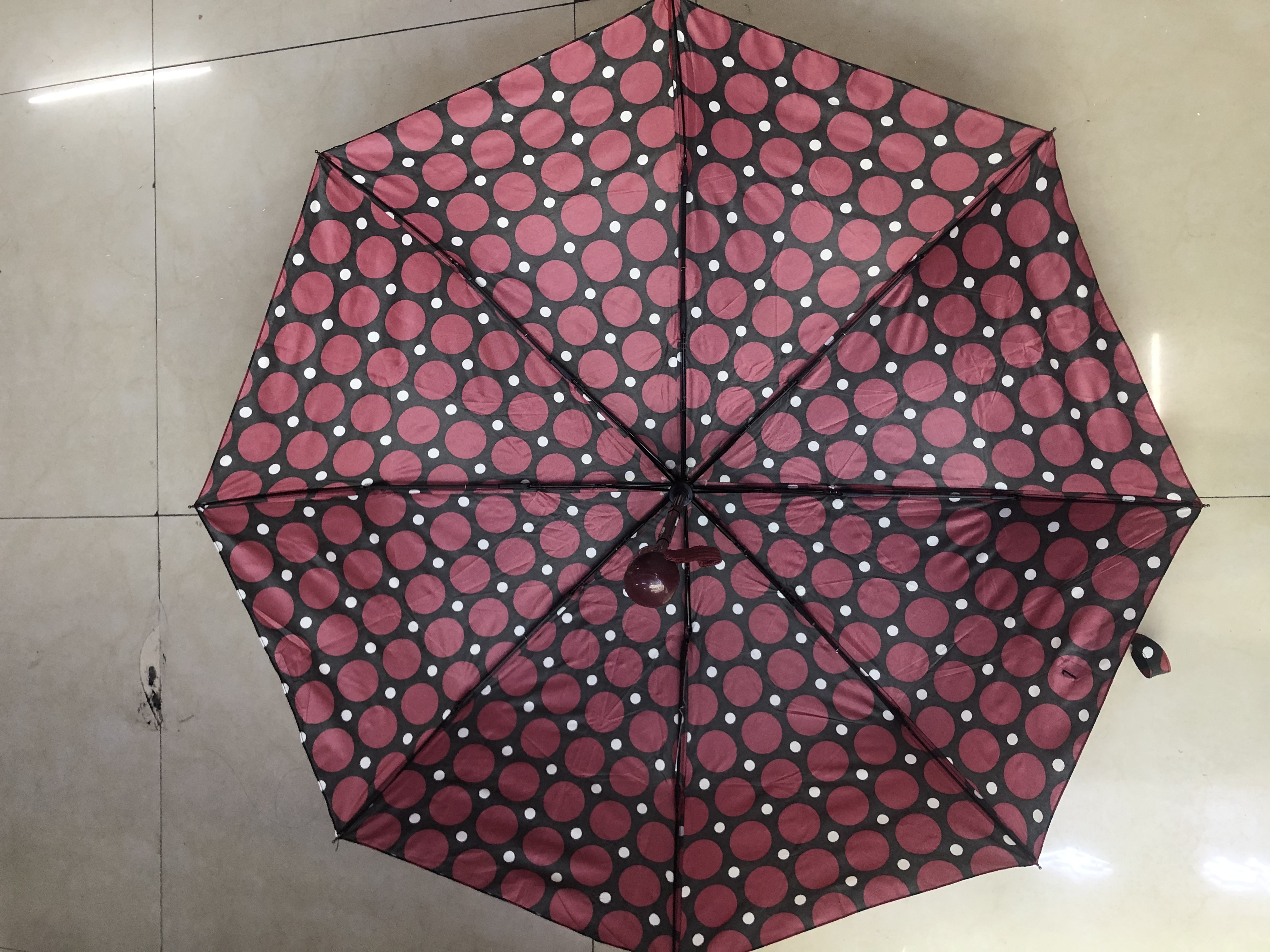 三折全自动/喷漆布圈圈伞/伞架铁细节图