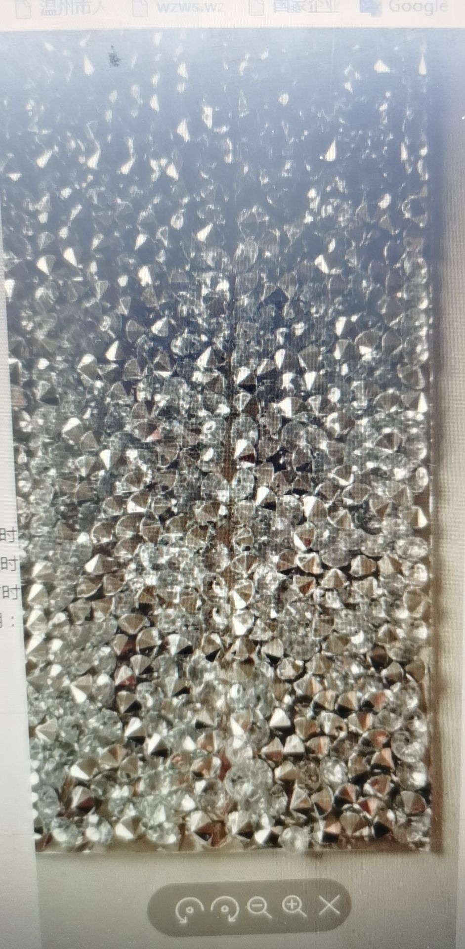 Resin diamond fabric, pointed diamond, mixed diamond, random diamond cut fabric Specification image
