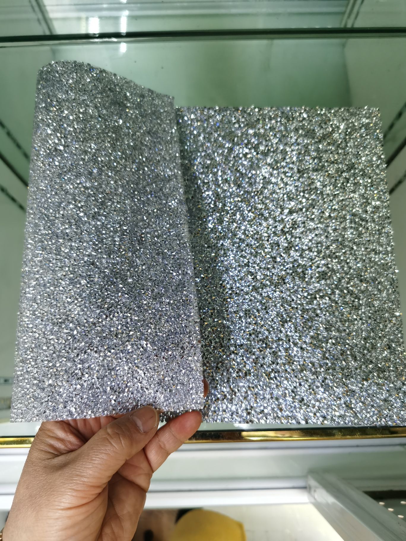 Resin diamond fabric, pointed diamond, mixed diamond, random diamond cut fabric