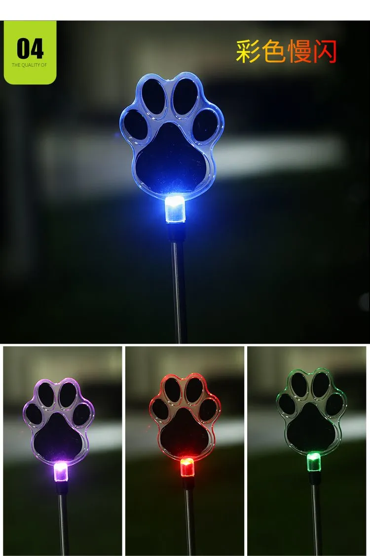 Bear paw solar lawn light, courtyard decorative light, garden light, ground insert light, seven-color light detail image 6