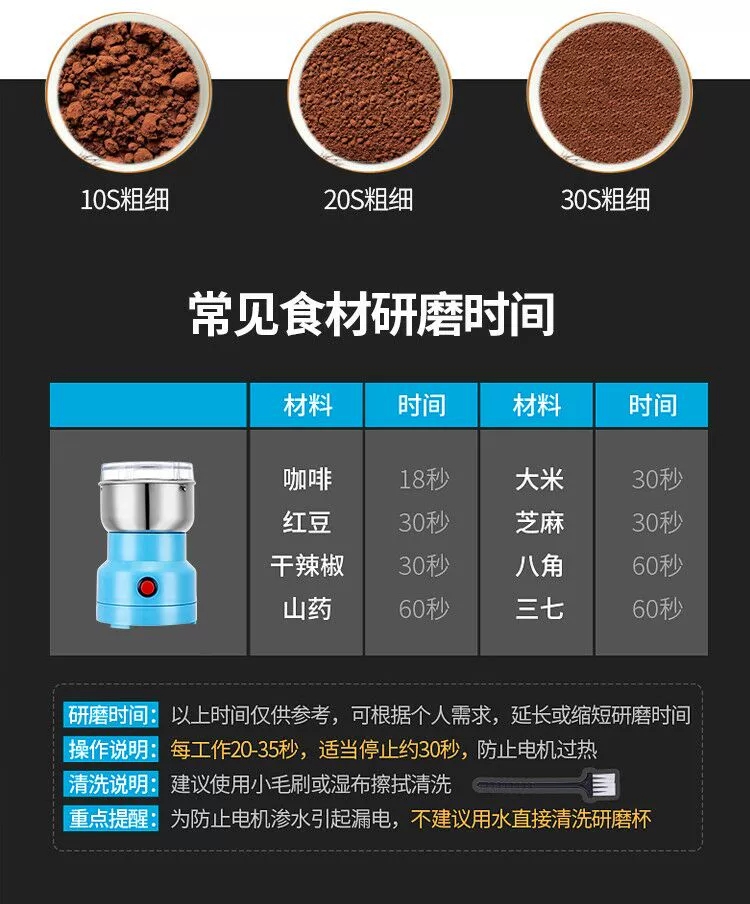 Electric grinding machine for grains and cereals, household small grinding machine, stainless steel coffee grinding machine detail image 4