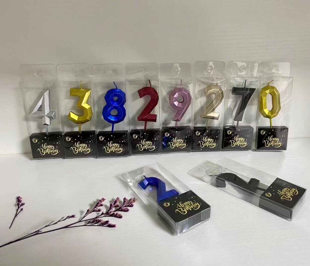 金色银色数字生日蜡烛 电镀镀金无烟派对蜡烛