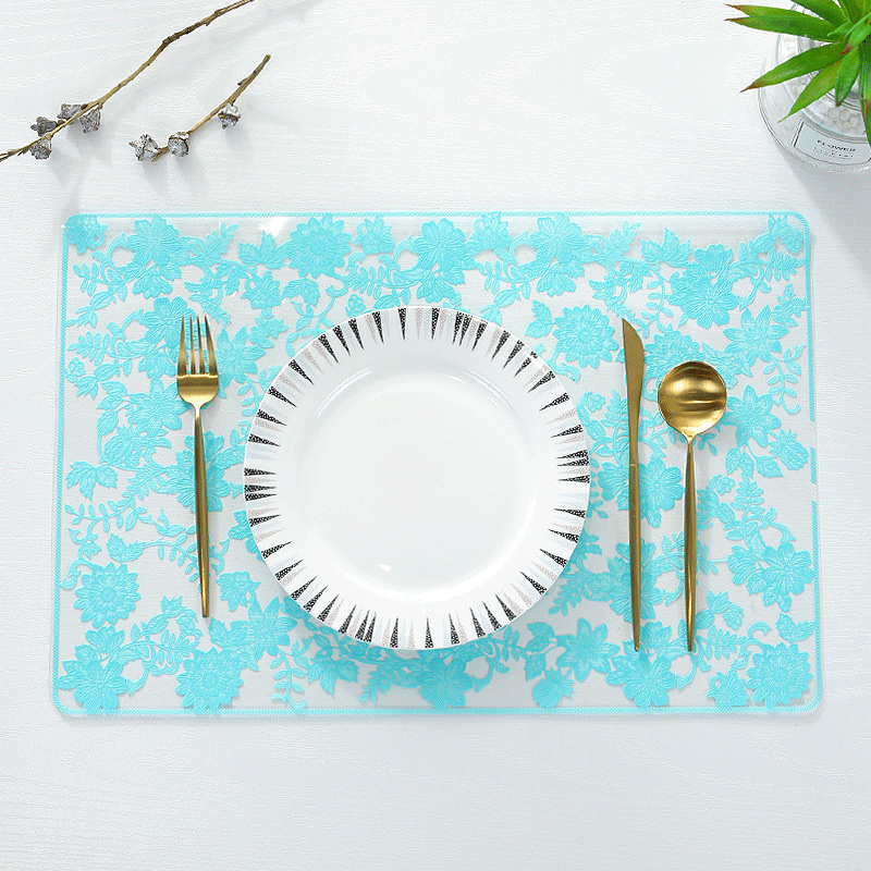 Embroidered table MATS, square hotel, Western restaurant, home decoration tableware MATS, multi-specification washable heat-insulating MATS details Picture