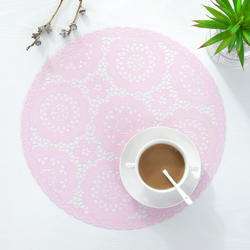 New 38cm Japanese-style heat-insulating placemats, pvc round spacers, Western placemats, hollowed-out heat-insulating coasters, cross-border wholesale Item Picture