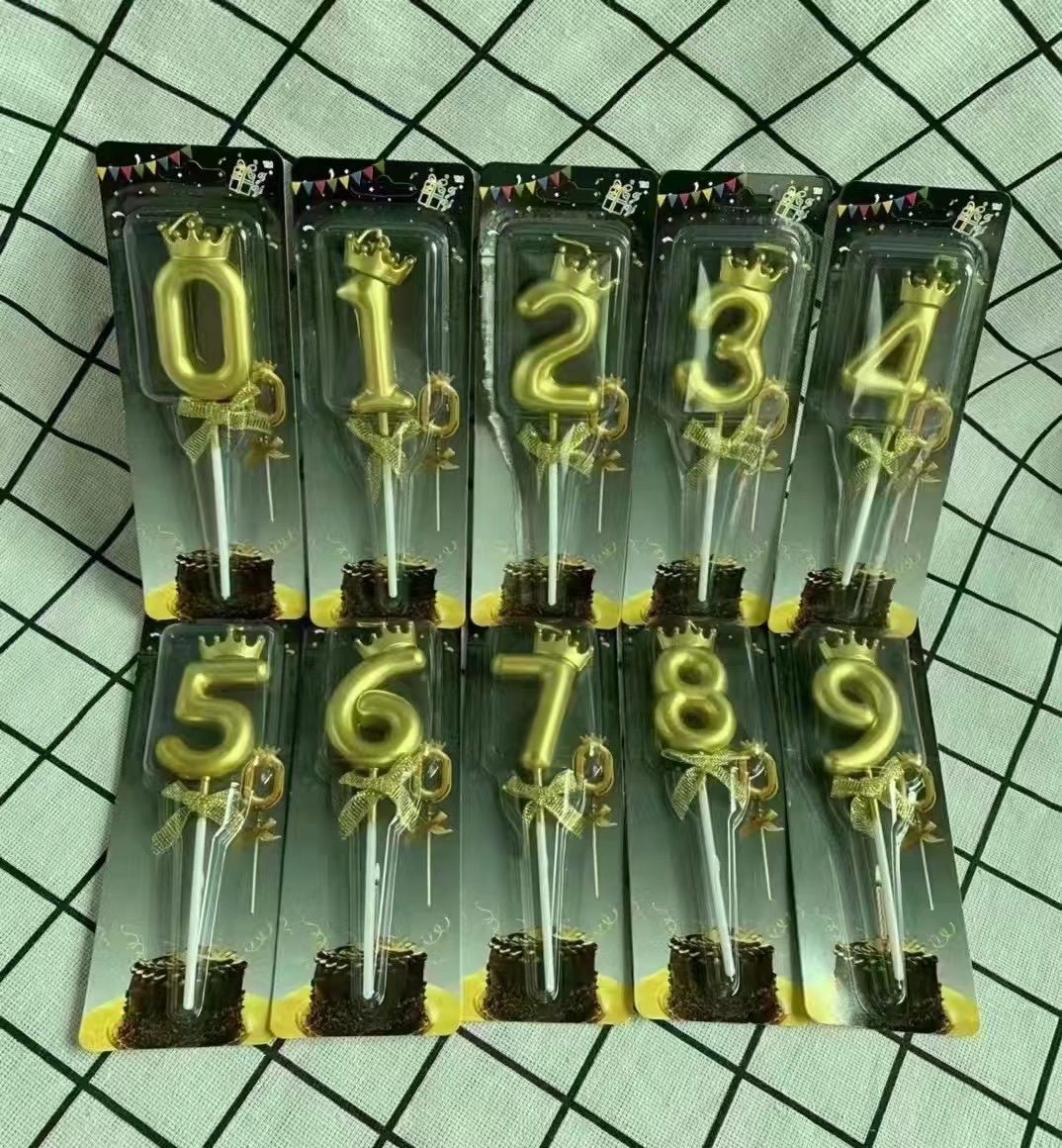 皇冠蝴蝶结生日蜡烛 金色数字派对蜡烛