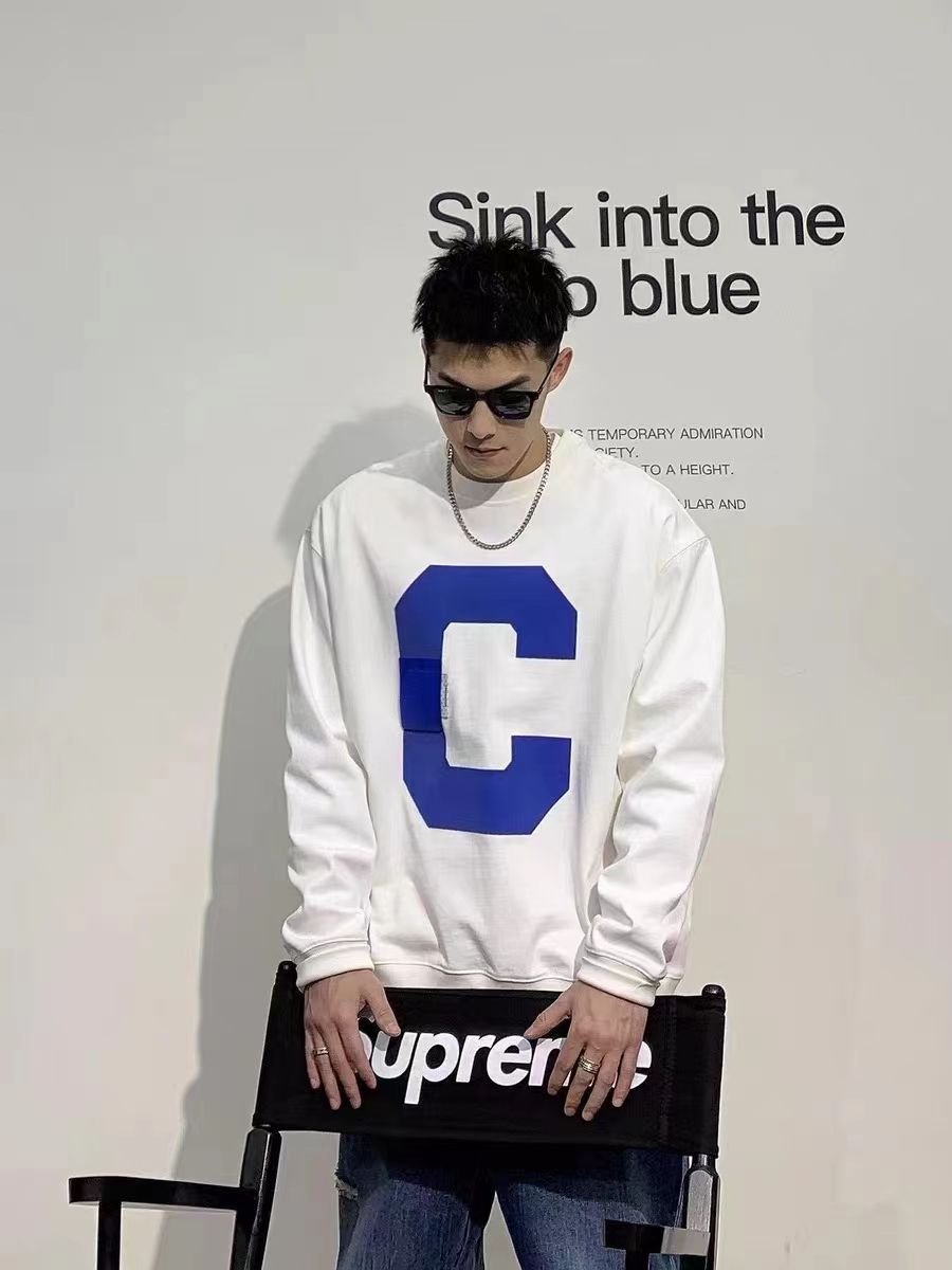 Primavera otoño hombre cuello redondo sudaderas slim plankton top suelto abrigo manga larga estilo americano casual moda
