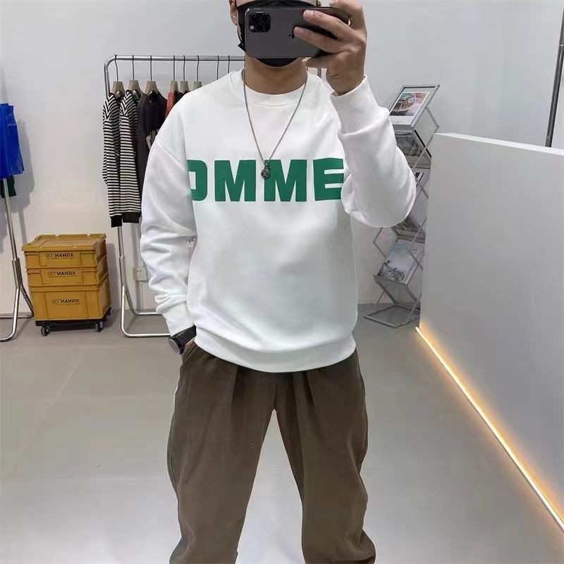 Primavera otoño hombre cuello redondo sudaderas slim plankton top suelto abrigo manga larga americano