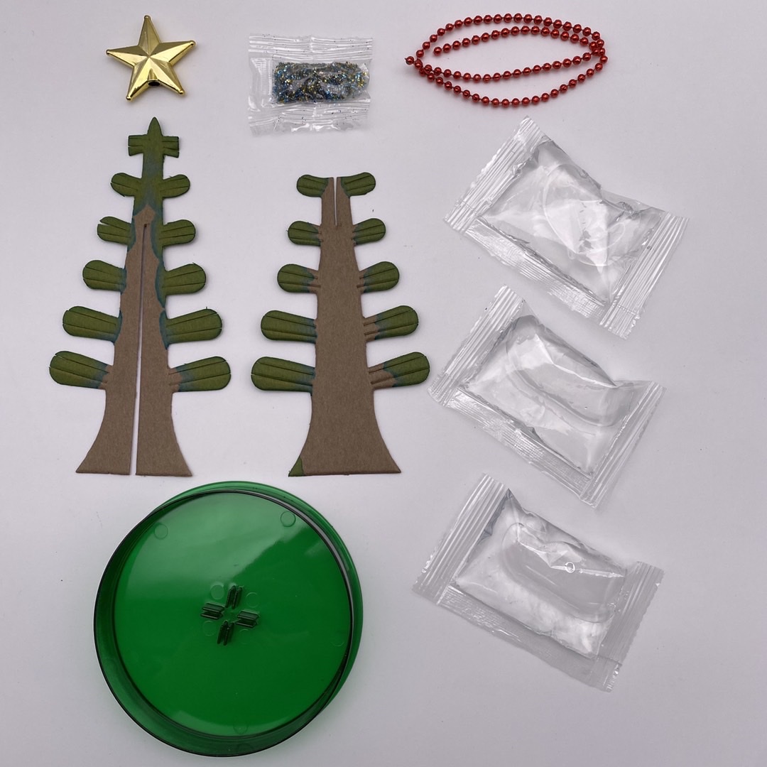 DIY科教玩具趣味探索观察科学小实验魔法圣诞树纸树开花装饰摆件细节图
