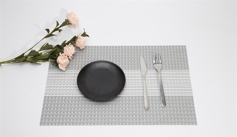New in-stock Teslin placemats, restaurant and hotel pvc bowl MATS, polyester filament plate MATS wholesale Specification image