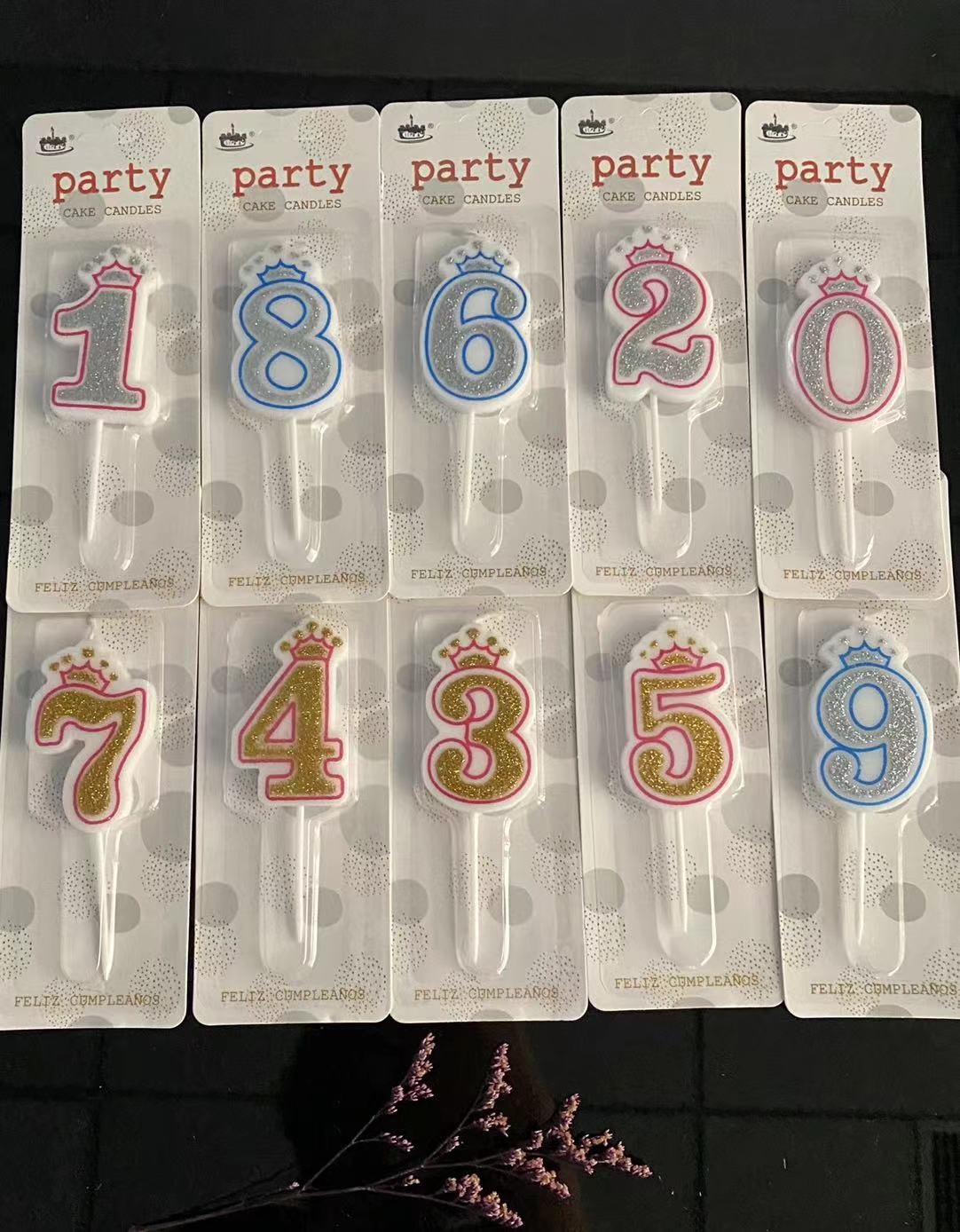 金银闪粉数字皇冠派对生日蜡烛
