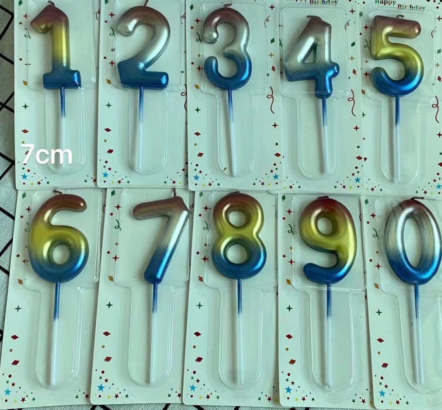 渐变色金属色数字派对生日蜡烛