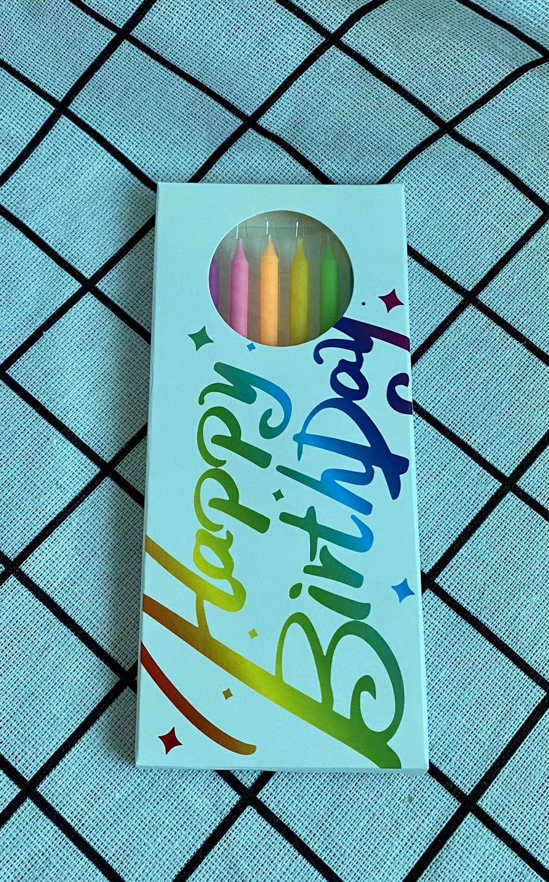 马卡彩色铅笔蜡烛 盒装生日派对蜡烛