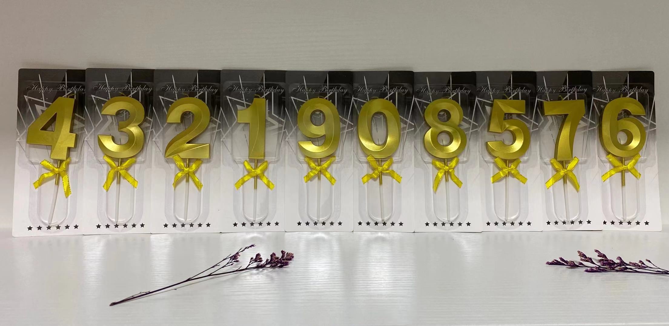 金属色数字蝴蝶结大号生日蜡烛