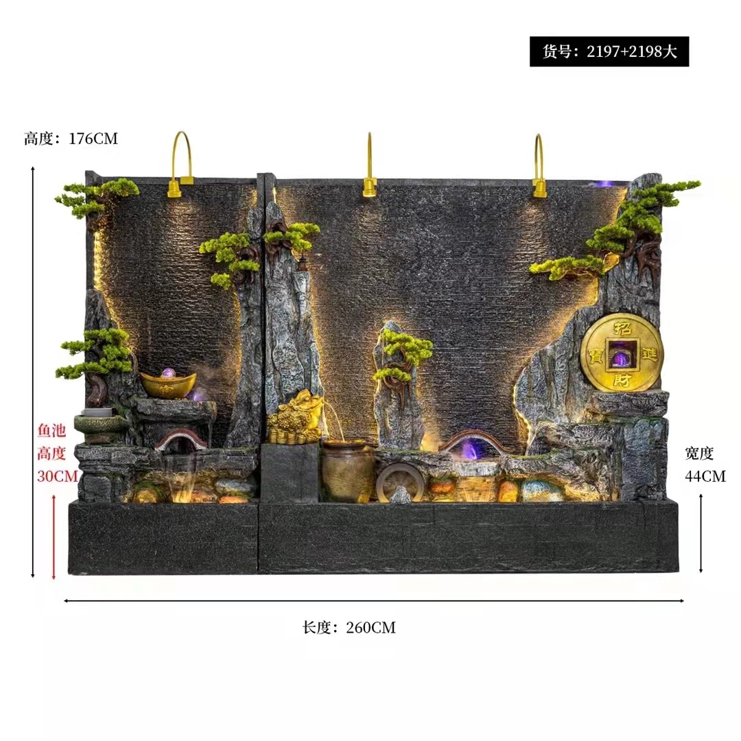 Zhuge g y curtain wall, water flow wall, screen, decorative items, artificial mountain, fountain, landscape, waterwheel company, water feature wall Specification image