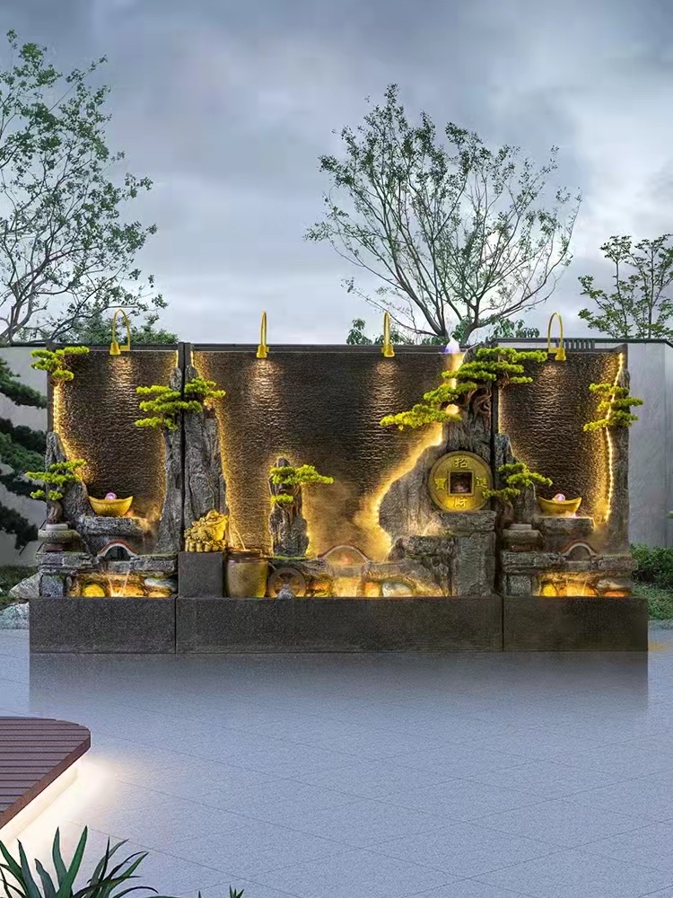 Zhuge g y curtain wall, water flow wall, screen, decorative items, artificial mountain, fountain, landscape, waterwheel company, water feature wall