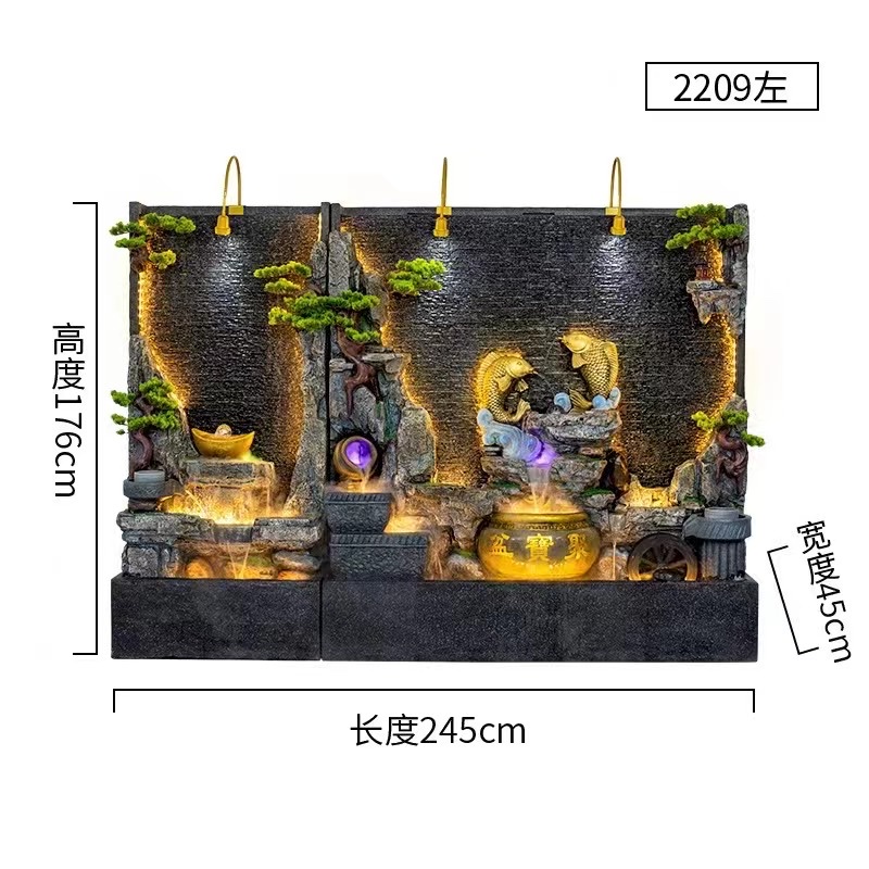 Resin water flow curtain wall, artificial rockery, atomized water flow, home decoration, air humidification details Picture