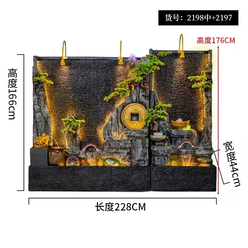 Zhuge g y curtain wall, water flow wall, screen, decorative items, artificial mountain, fountain, landscape, waterwheel company, water feature wall details Picture