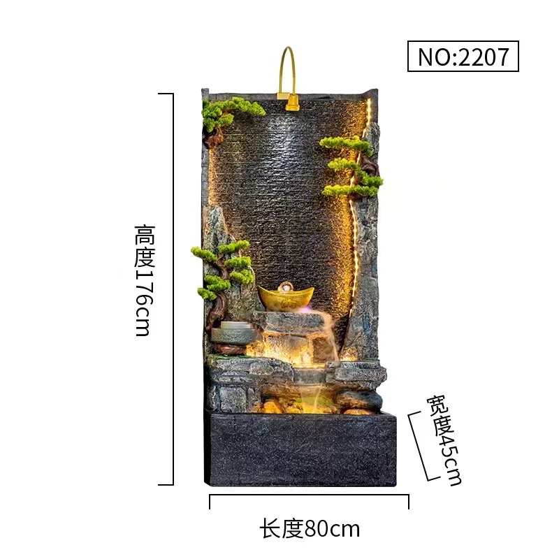 Resin water flow curtain wall, artificial rockery, atomized water flow, home decoration, air humidification Application Scenario