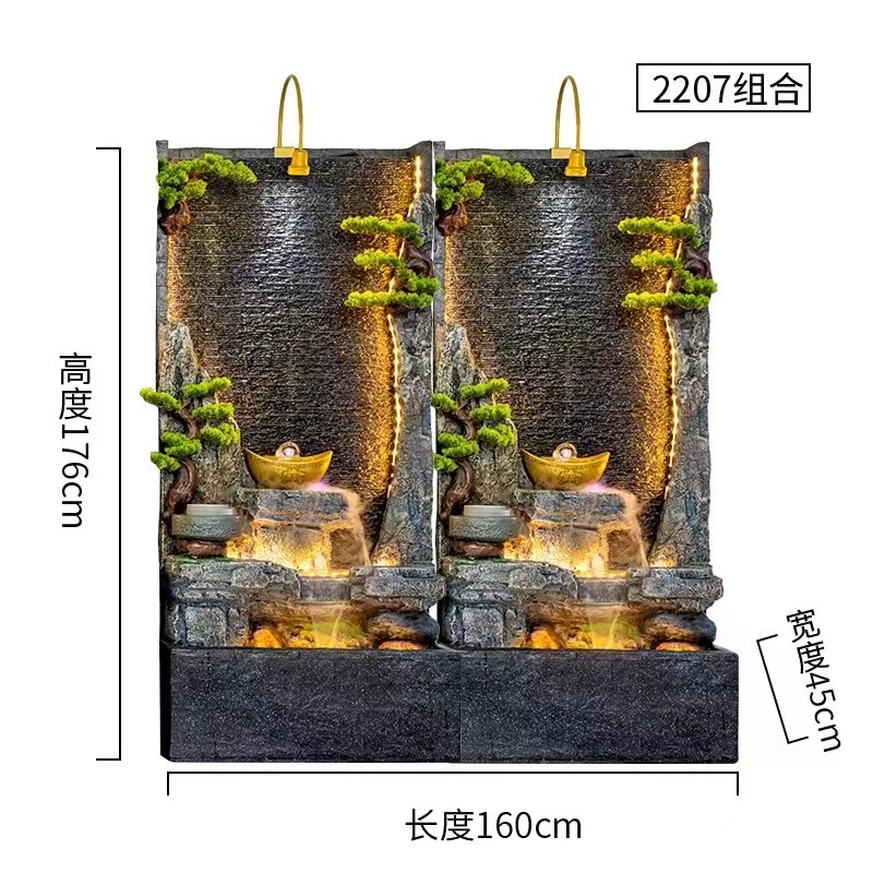 Resin water flow curtain wall, artificial rockery, atomized water flow, home decoration, air humidification Specification image