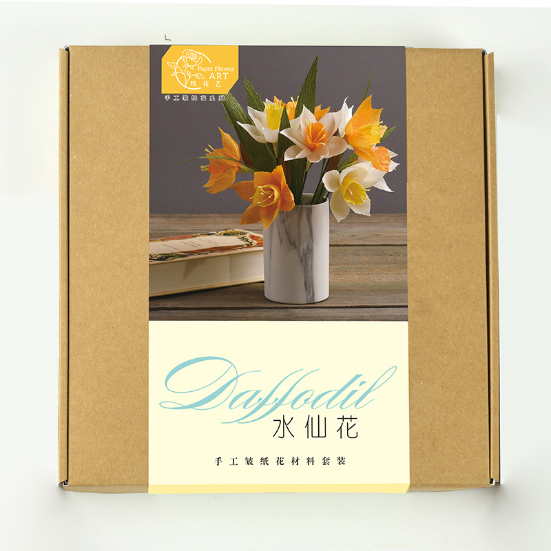 Handmade wrinkled paper flower narcissus