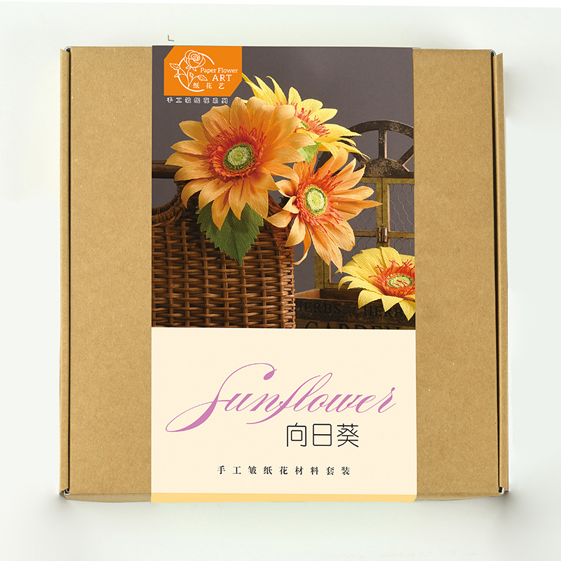 Handmade wrinkled paper flower sunflowers