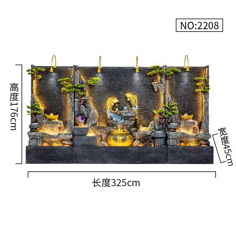 Resin water flow curtain wall, artificial rockery, atomized water flow, home decoration, air humidification Item Picture
