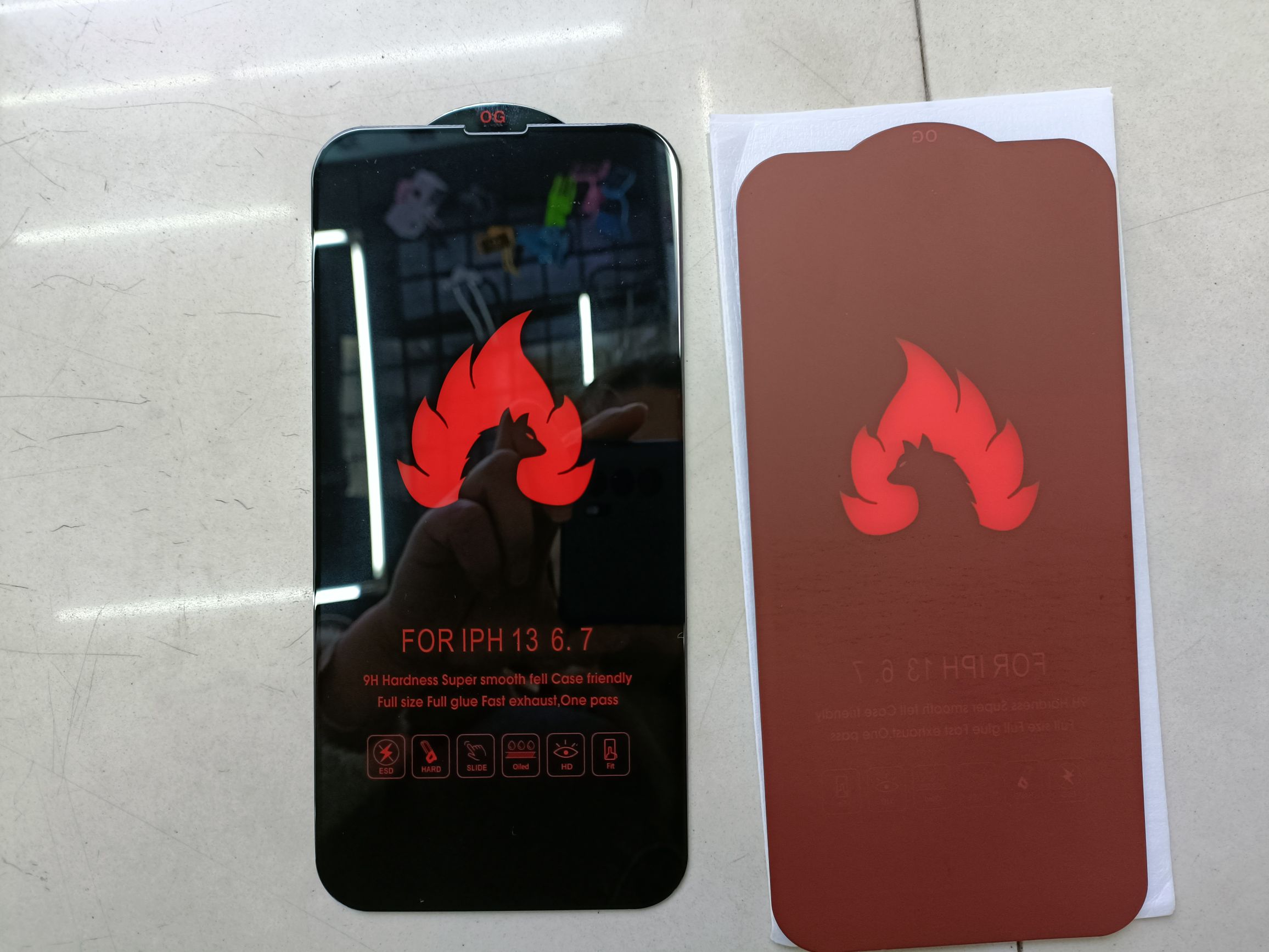 火狼高铝大弧钢化膜 防静电 等离子涂油 
