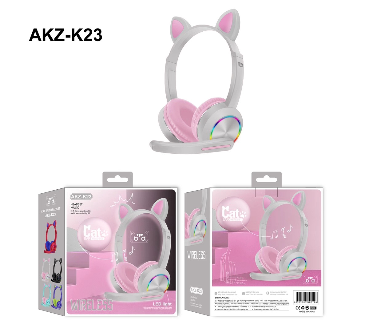 Кошачьи наушники bluetooth, наушники с головным убором и примочками pic 5