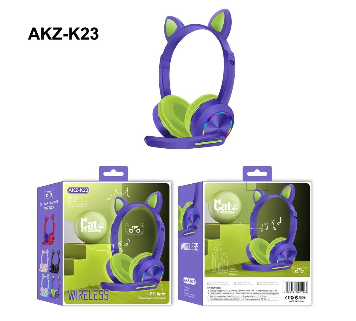 Cat ears auriculares bluetooth, auriculares, etiqueta auriculares Specification image
