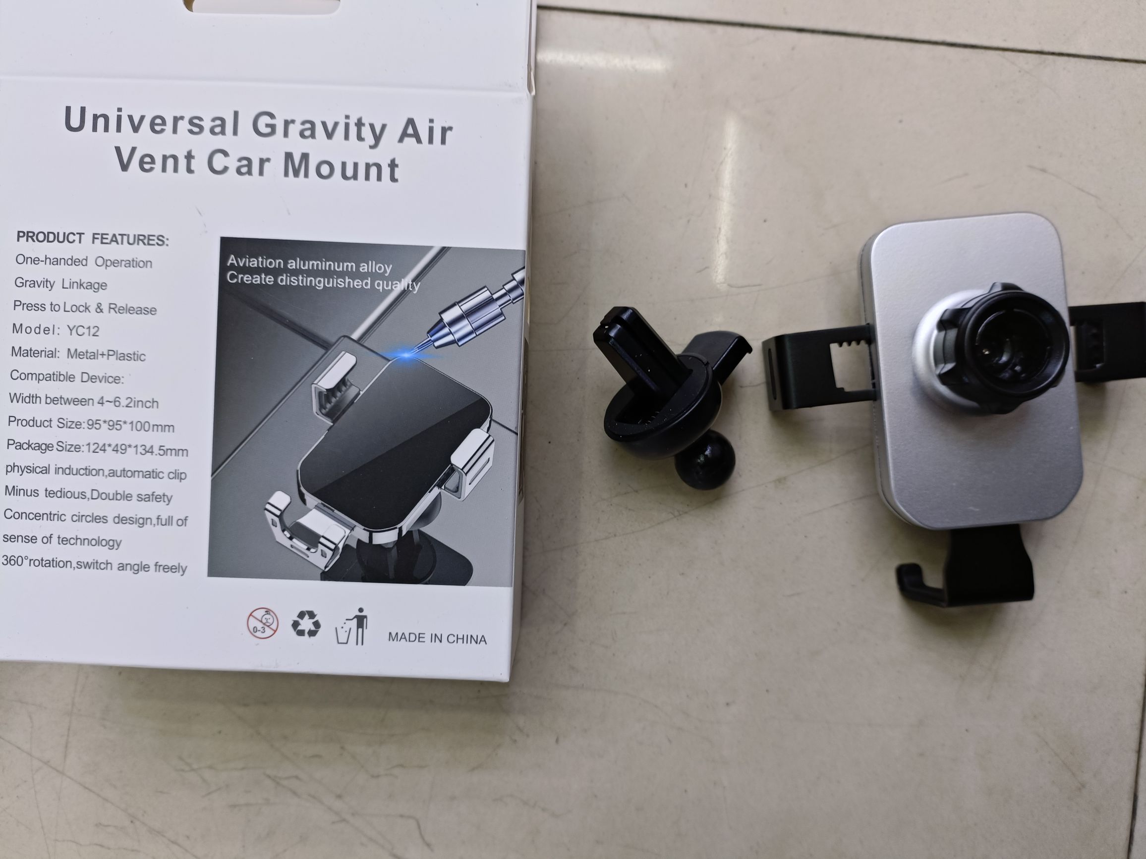 长方形玻璃镜面车载手机支架 银，黑，蓝详情图2