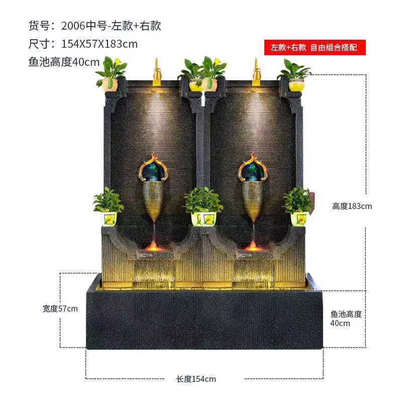 Water curtain walls, flowing water screens, artificial rockeries, fountains, mountain and water landscapes, courtyard gardens, water features, outdoor circulating ornaments Specification image