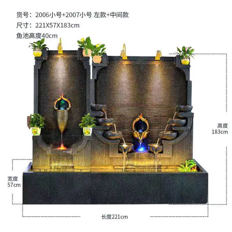 Water curtain walls, flowing water screens, artificial rockeries, fountains, mountain and water landscapes, courtyard gardens, water features, outdoor circulating ornaments Item Picture
