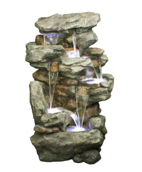 New Chinese-style courtyard decorative rockery, flowing water fountain, fish pond, outdoor garden landscape, waterfall and decorative items details Picture