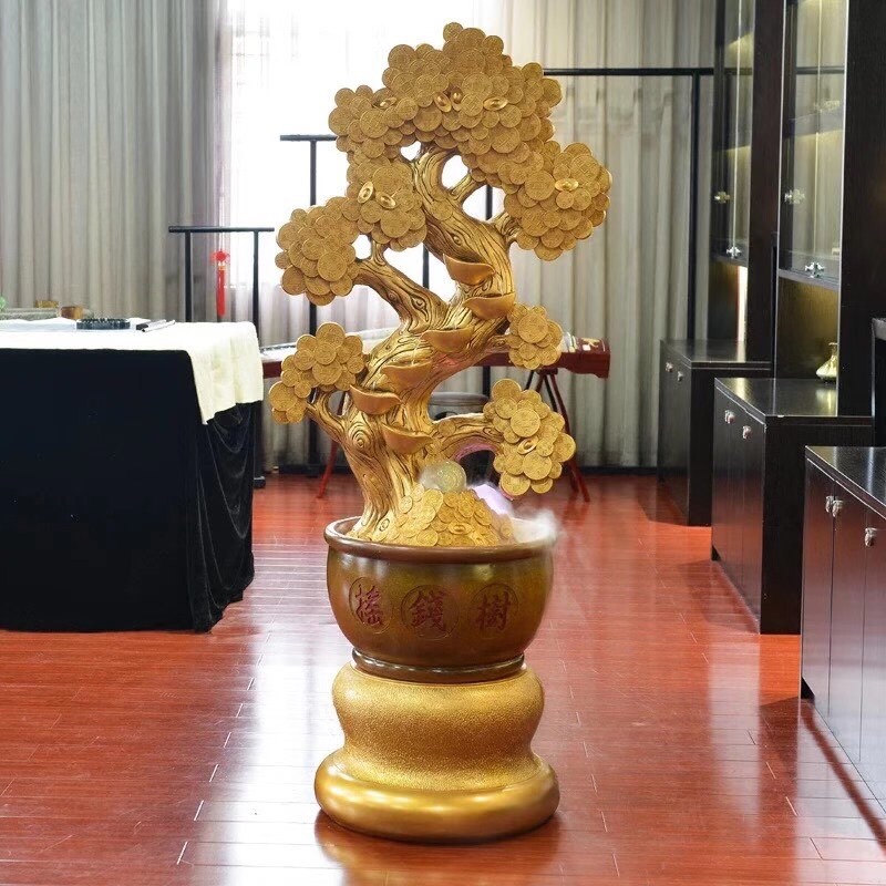 Money tree flowing water decorative items for opening, Rolling decoration store, home decorative items Item Picture