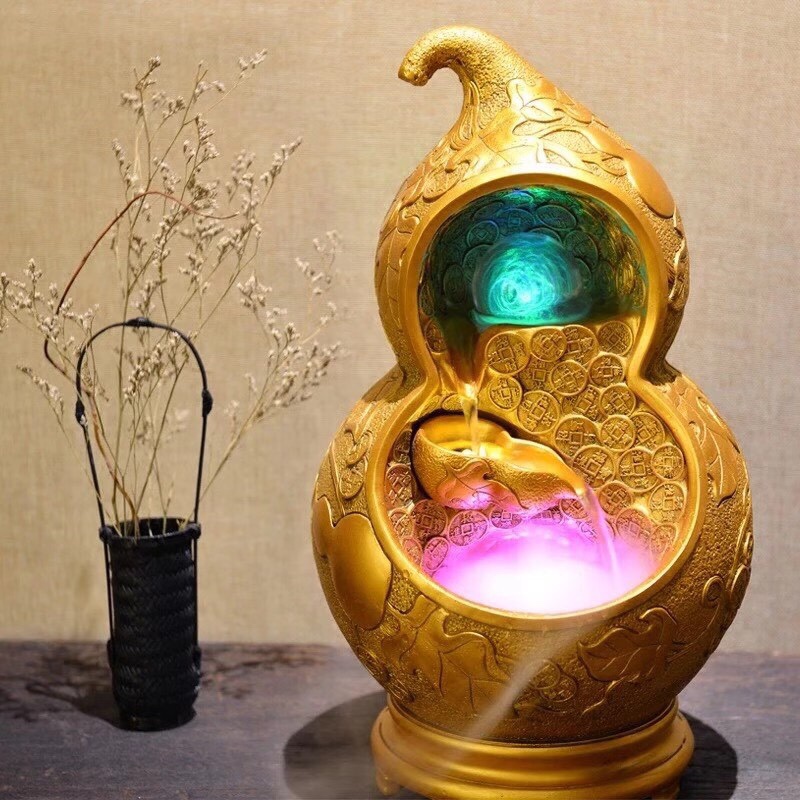 Gourd-shaped flowing water decorative item, Five Blessings Arrive at the door, living room decoration, gift for moving into a new home and opening ceremony Item Picture
