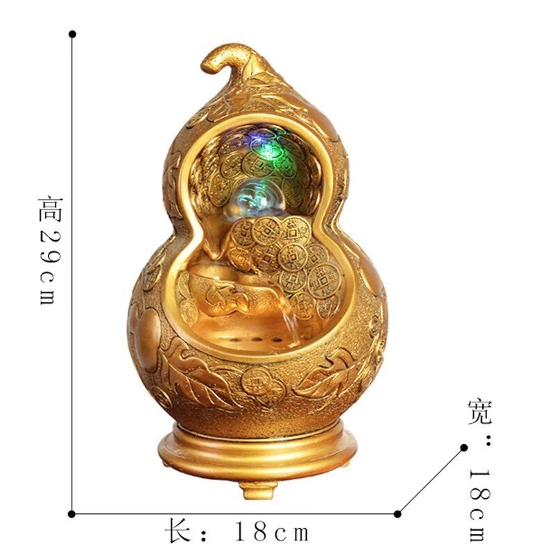 Gourd-shaped flowing water decorative item, Five Blessings Arrive at the door, living room decoration, gift for moving into a new home and opening ceremony Specification image